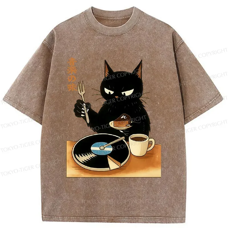 Tokyo-Tiger Cat Cutting A Record Cake Washed T-Shirt