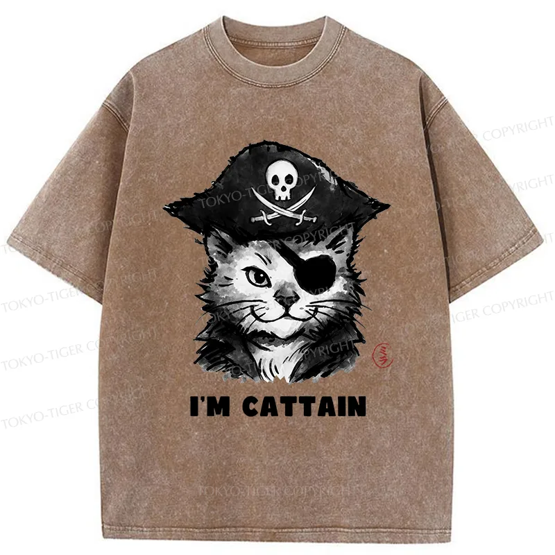 Tokyo-Tiger Pirate Cat Japan Washed T-Shirt