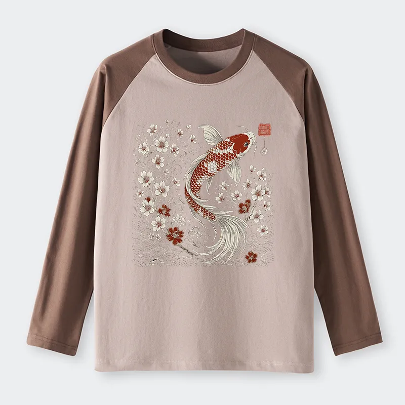 Tokyo-Tiger Vintage Sakura And Koi long sleeve T-shirt