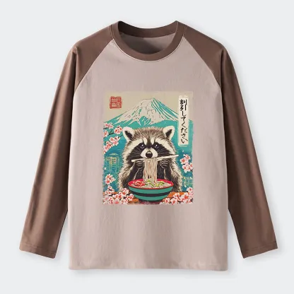 Tokyo-Tiger Please Give Raccoon A Discount Raglan Long Sleeve T-shirt