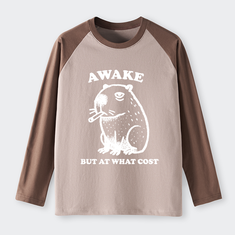 Tokyo-Tiger Smoking Capybara Raglan Long Sleeve T-shirt