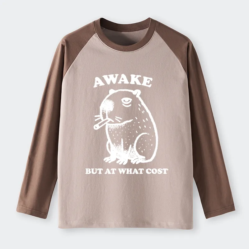 Tokyo-Tiger Smoking Capybara Raglan Long Sleeve T-shirt