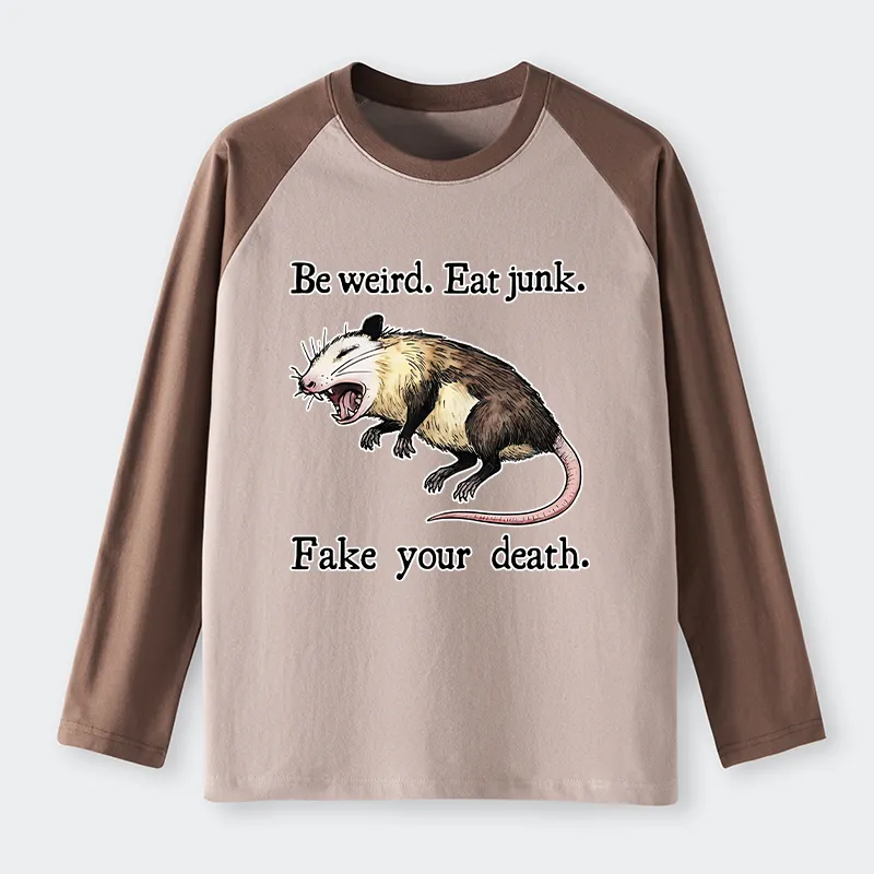 Tokyo-Tiger Possum Playing Dead Raglan Long Sleeve T-shirt