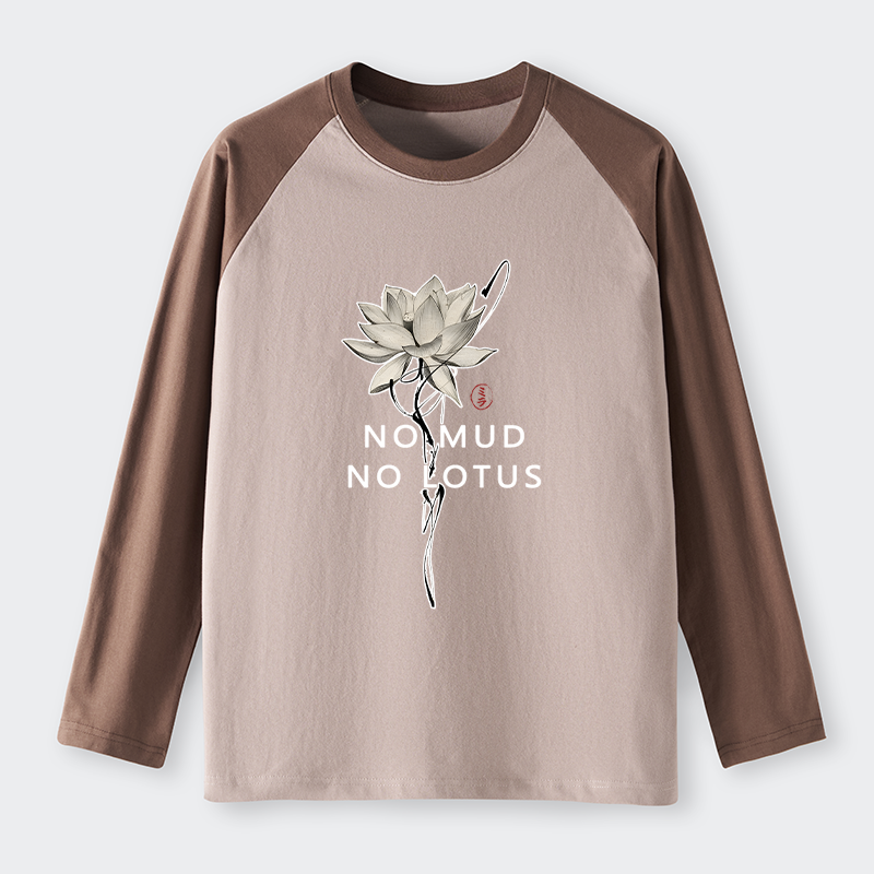 Tokyo-Tiger Japanese Zen Lotus Raglan Long Sleeve T-shirt