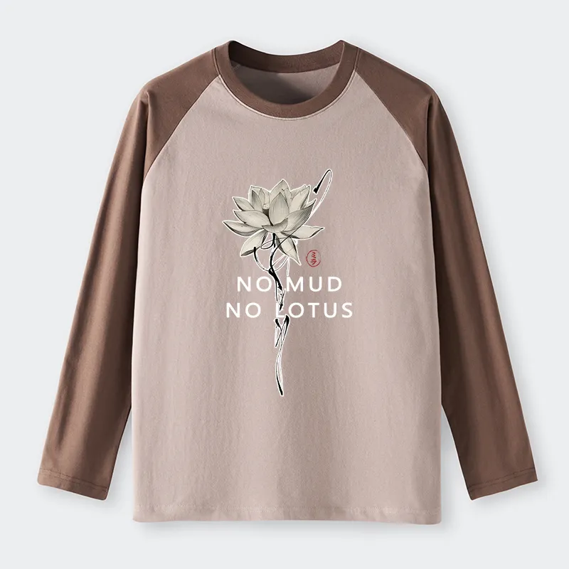 Tokyo-Tiger Japanese Zen Lotus Raglan Long Sleeve T-shirt