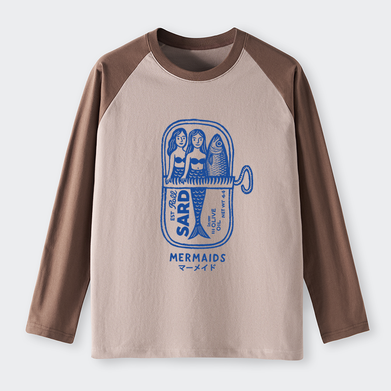 Tokyo-Tiger Mermaid Can Raglan Long Sleeve T-shirt