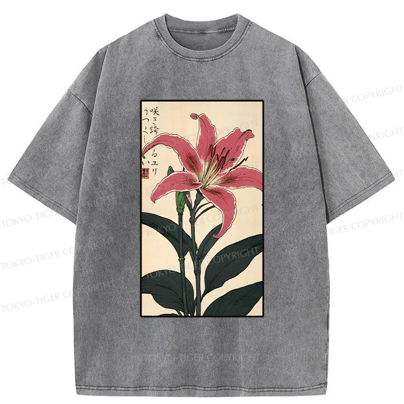 Tokyo-Tiger Retro Lily Washed T-Shirt