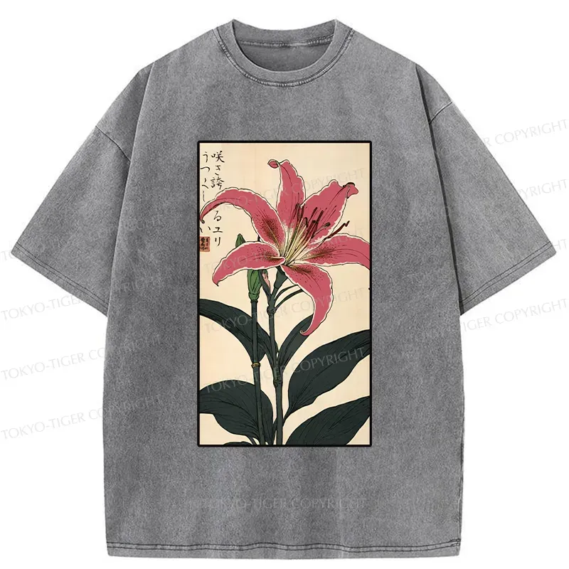 Tokyo-Tiger Retro Lily Washed T-Shirt