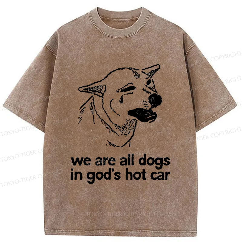 Tokyo-Tiger Sad Dog Funny Washed T-Shirt