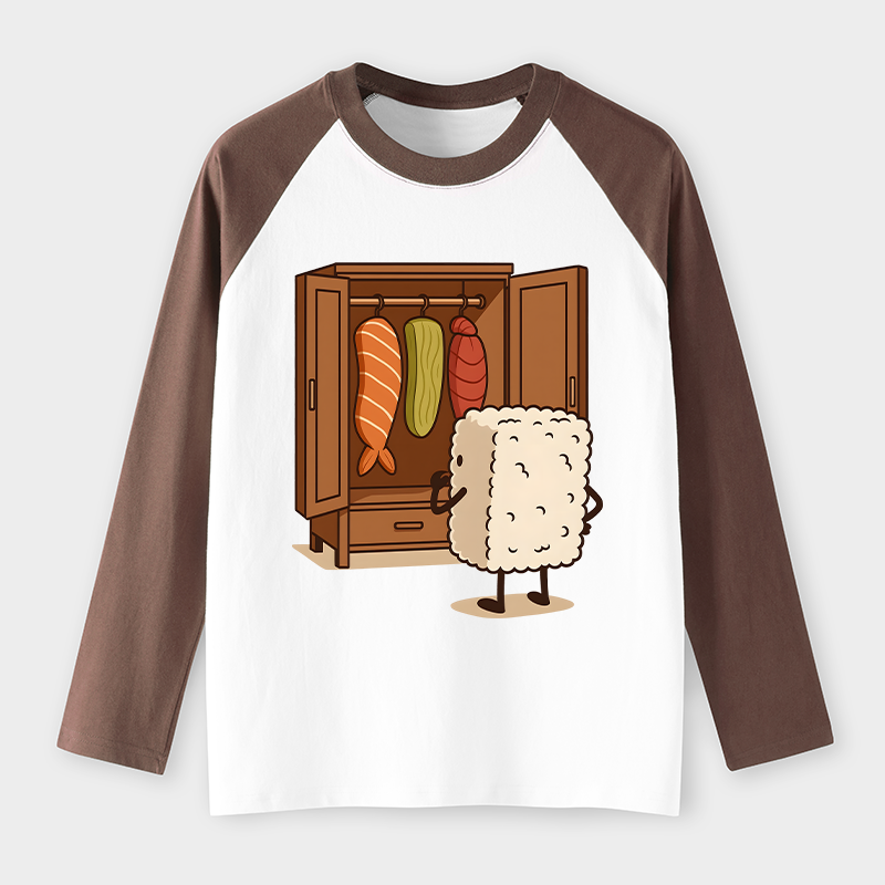 Tokyo-Tiger Sushi Pick Out Clothes Raglan Long Sleeve T-shirt