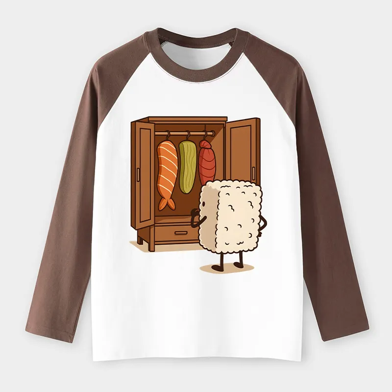 Tokyo-Tiger Sushi Pick Out Clothes Raglan Long Sleeve T-shirt