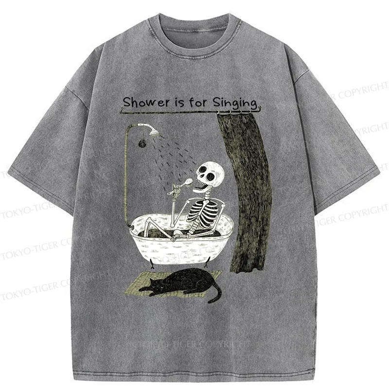 Tokyo-Tiger Singing Skeleton Washed T-Shirt