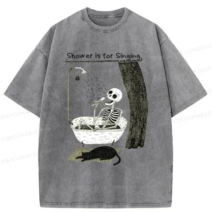 Tokyo-Tiger Singing Skeleton Washed T-Shirt