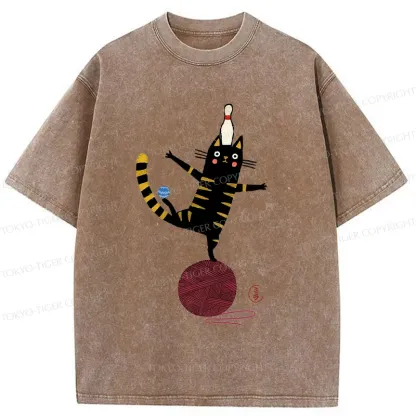 Tokyo-Tiger Acrobatic Kitten Washed T-Shirt