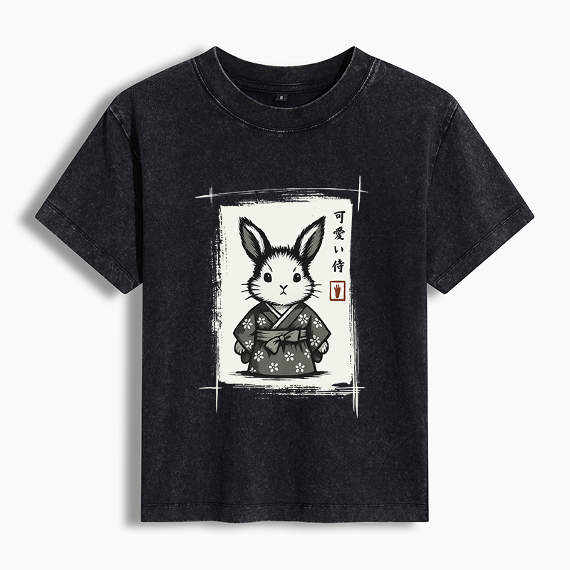 Tokyo-Tiger Woodcut Bunny Washed T-shirt