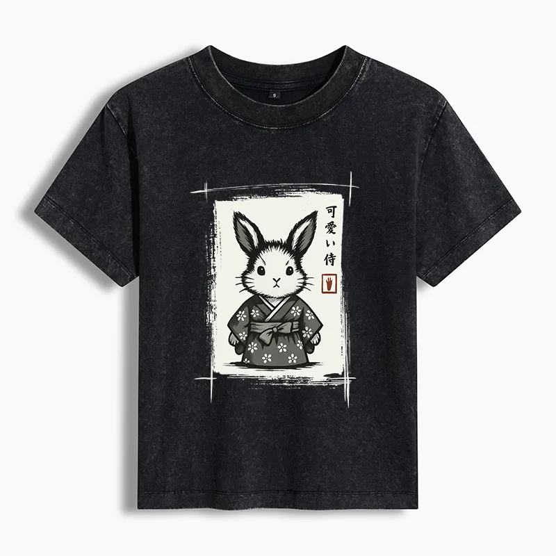 Tokyo-Tiger Woodcut Bunny Washed T-shirt