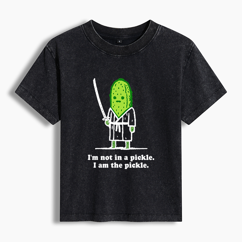 Tokyo-Tiger Funny Cucumber Samurai Washed T-shirt