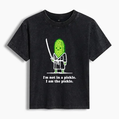 Tokyo-Tiger Funny Cucumber Samurai Washed T-shirt