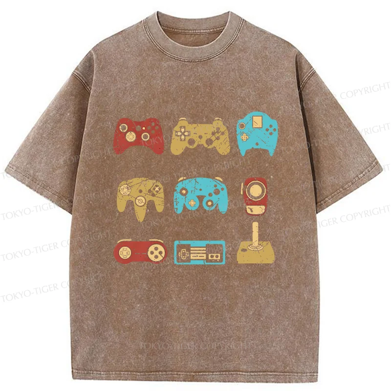 Tokyo-Tiger Game Controller Washed T-Shirt