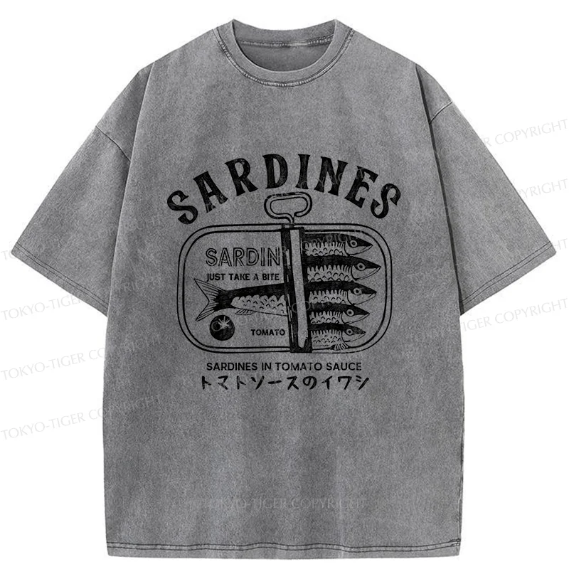 Tokyo-Tiger Delicious Canned Sardine Washed T-Shirt