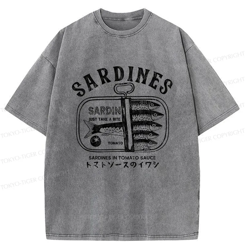 Tokyo-Tiger Delicious Canned Sardine Washed T-Shirt
