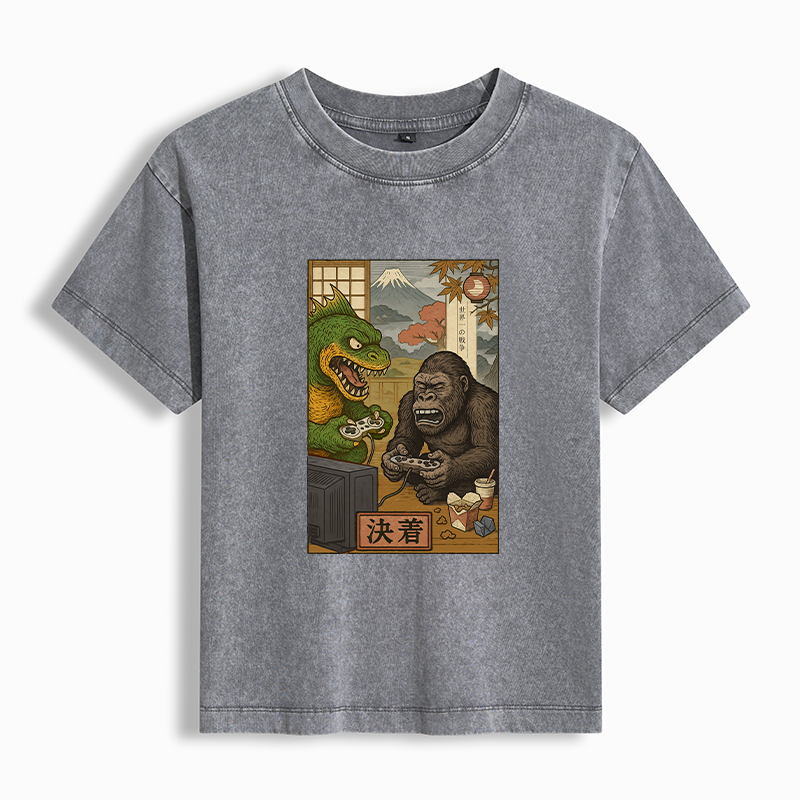 Tokyo-Tiger Monsters Play Games Washed T-shirt