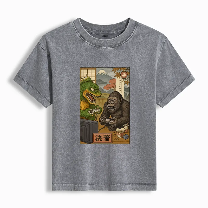 Tokyo-Tiger Monsters Play Games Washed T-shirt