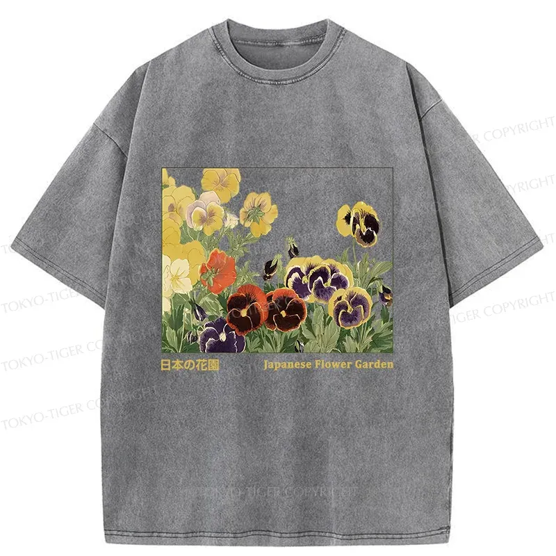 Tokyo-Tiger Beautiful Garden Washed T-Shirt Sale