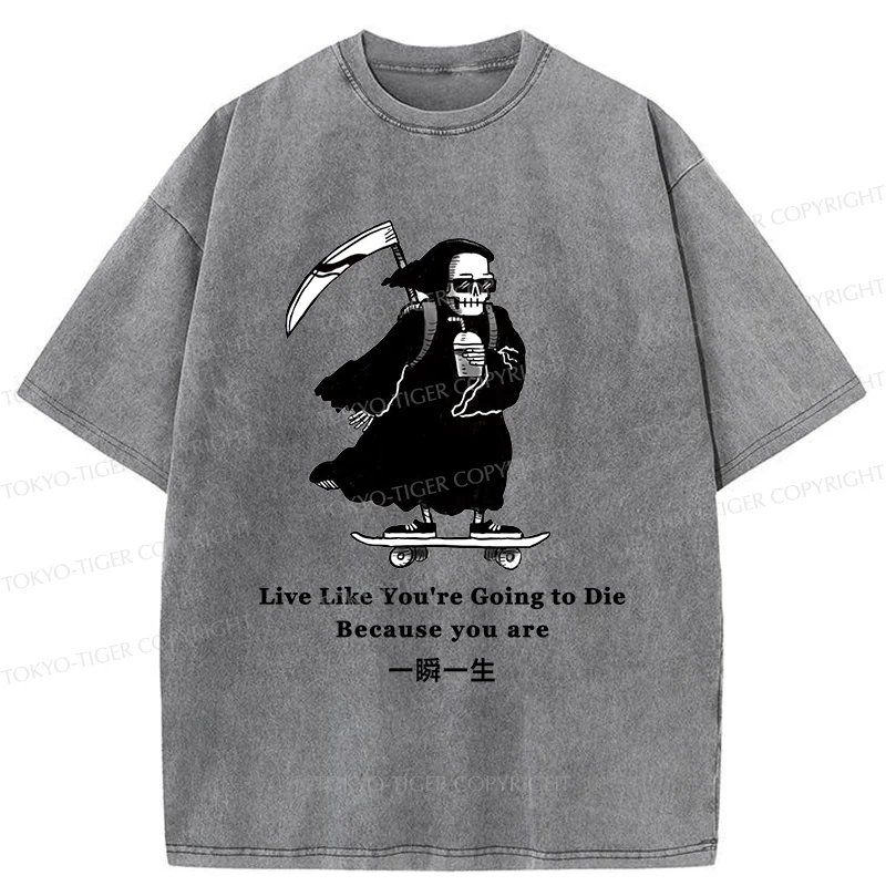 Tokyo-Tiger Death Skateboard Washed T-Shirt