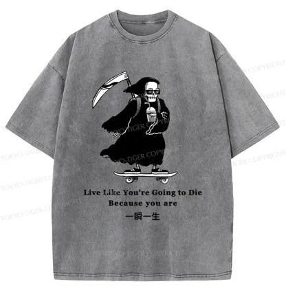 Tokyo-Tiger Death Skateboard Washed T-Shirt