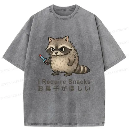 Tokyo-Tiger Raccoons Need Snacks Funny Washed T-Shirt