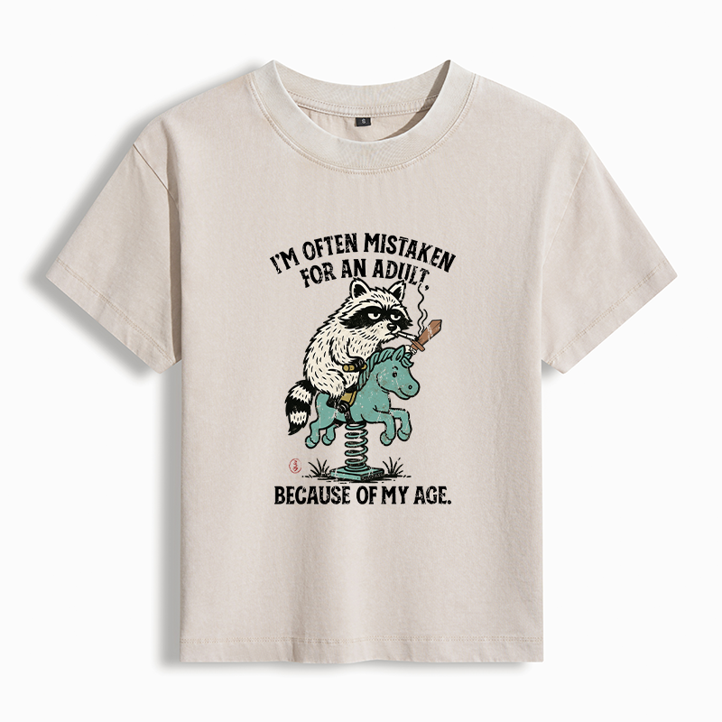 Tokyo-Tiger funny Raccoon and Horse meme Women's Washed T-shirt