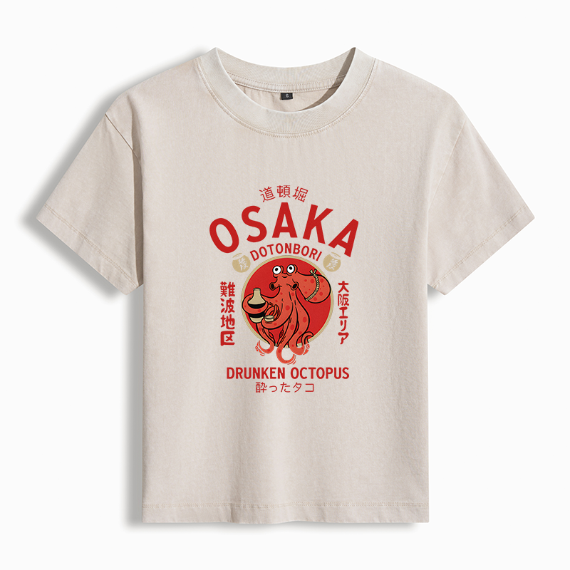 Tokyo-Tiger Drunken Octopus Japan Women's Washed T-shirt