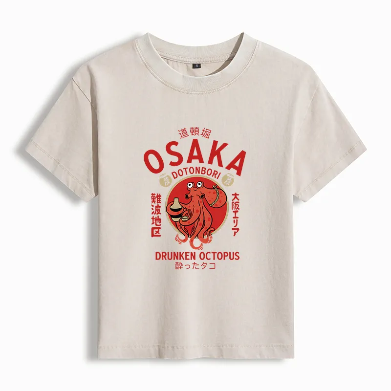 Tokyo-Tiger Drunken Octopus Japan Women's Washed T-shirt