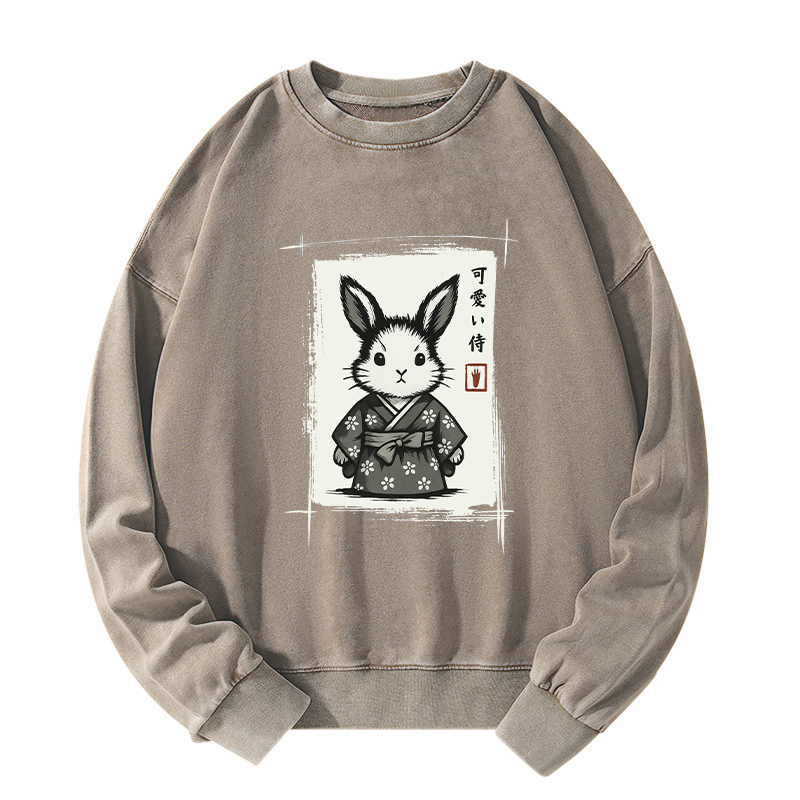 Tokyo-Tiger Woodcut Bunny Washed Sweatshirt
