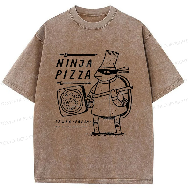 Tokyo-Tiger Turtle Pizza Washed T-Shirt