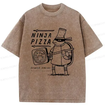 Tokyo-Tiger Turtle Pizza Washed T-Shirt