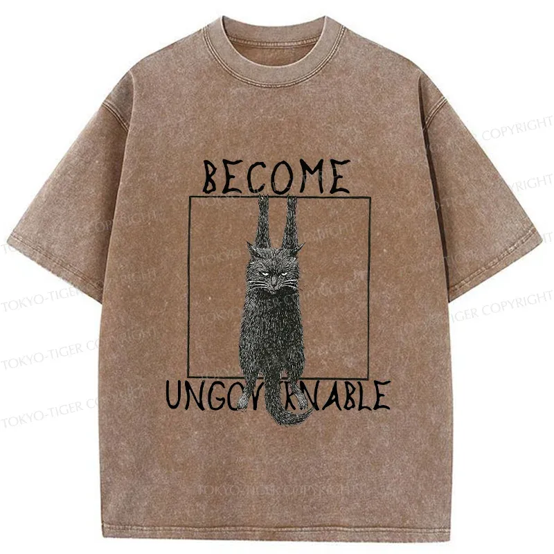 Tokyo-Tiger Uncontrolled Black Cat Washed T-Shirt Sale