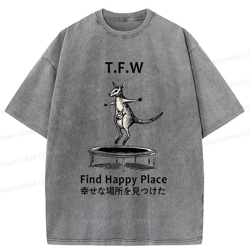 Tokyo-Tiger Funny Kangaroo Washed T-Shirt