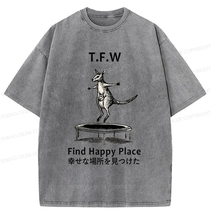 Tokyo-Tiger Funny Kangaroo Washed T-Shirt Sale