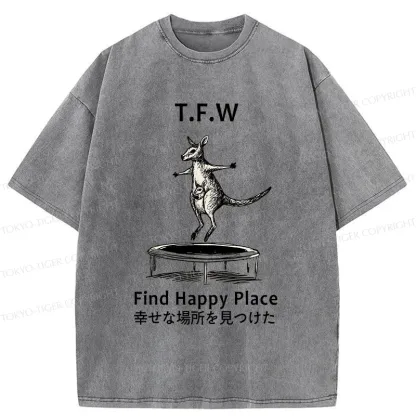Tokyo-Tiger Funny Kangaroo Washed T-Shirt