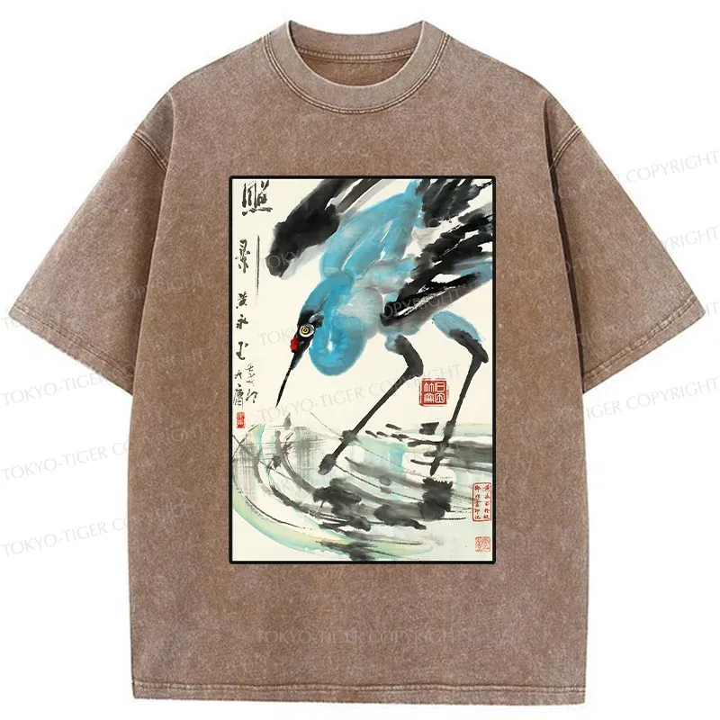 Tokyo-Tiger Crane In The Pond Washed T-Shirt