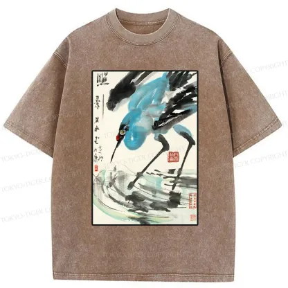 Tokyo-Tiger Crane In The Pond Washed T-Shirt