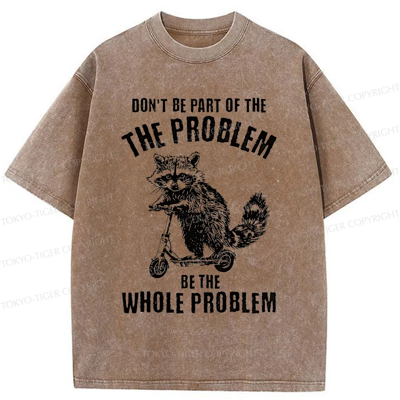 Tokyo-Tiger Raccoon Riding A Skateboard Washed T-Shirt