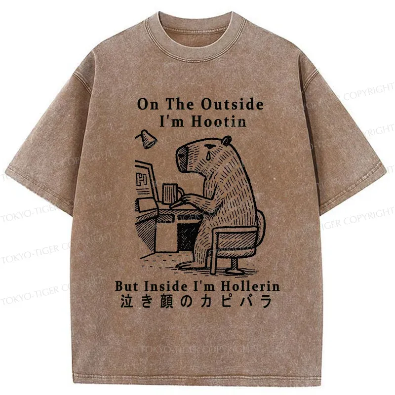 Tokyo-Tiger Capybara Screams Inside Washed T-Shirt Sale