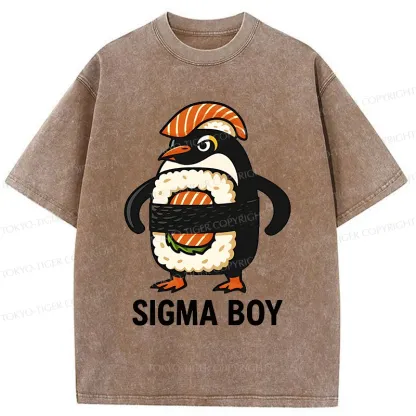 Tokyo-Tiger Sushi Penguin Washed T-Shirt