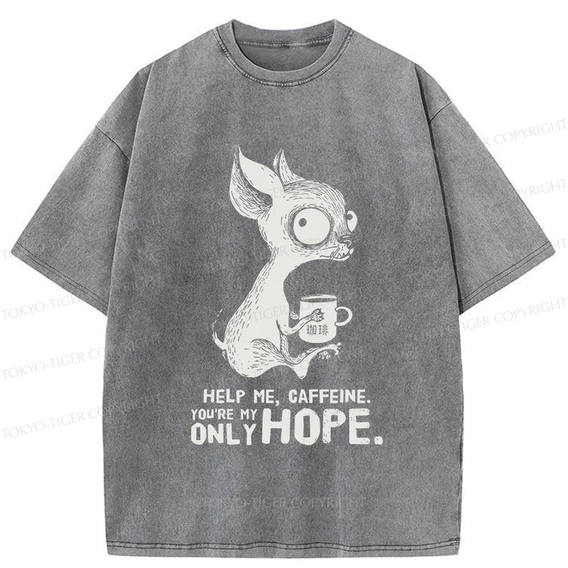 Tokyo-Tiger Caffeine In Need Washed T-Shirt
