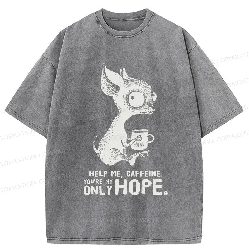 Tokyo-Tiger Caffeine In Need Washed T-Shirt