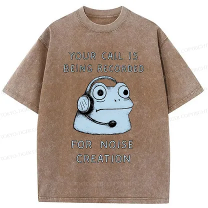 Tokyo-Tiger Funny Phone Records Frog Washed T-Shirt