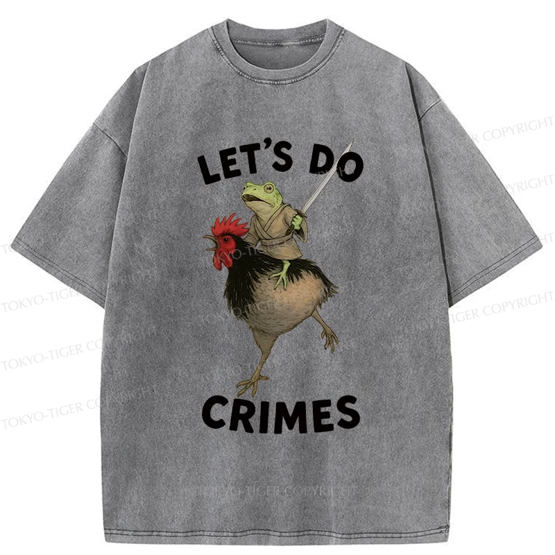 Tokyo-Tiger Frog Riding A Chicken Washed T-Shirt